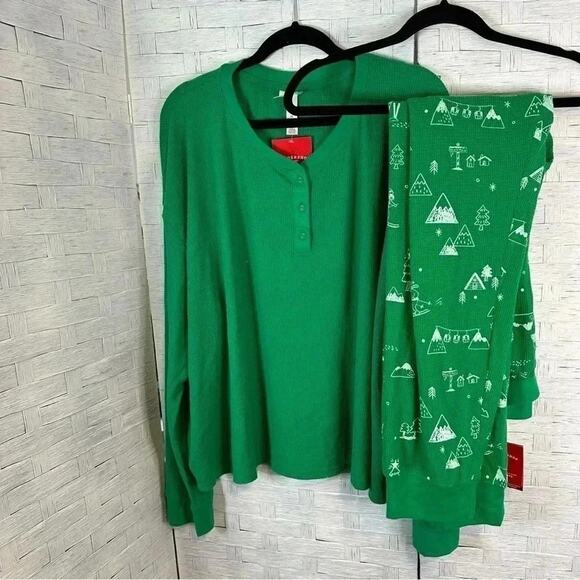 Wonder shop green pajamas Christmas Holiday size 2X - Picture 1 of 3